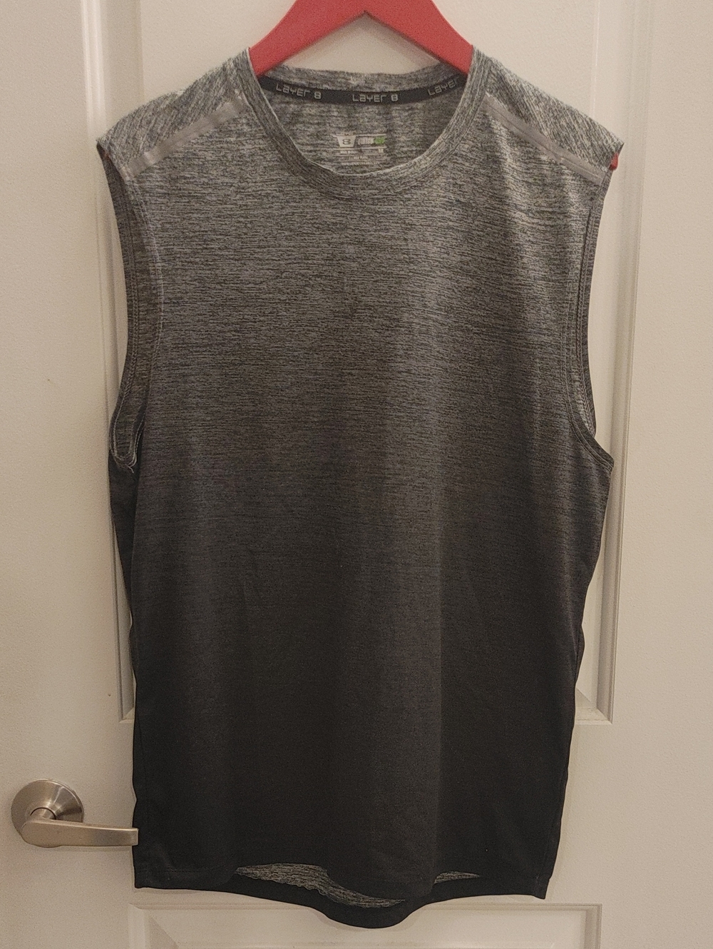 Layer 8 Men's Sleeveless Performance Tank - Charcoal Gray Ombre - Medium